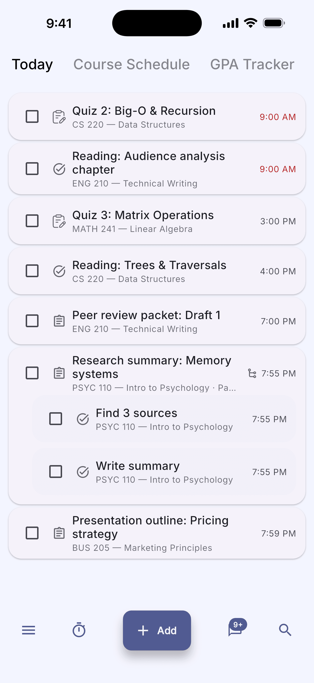 Today's tasks in Stu.Do