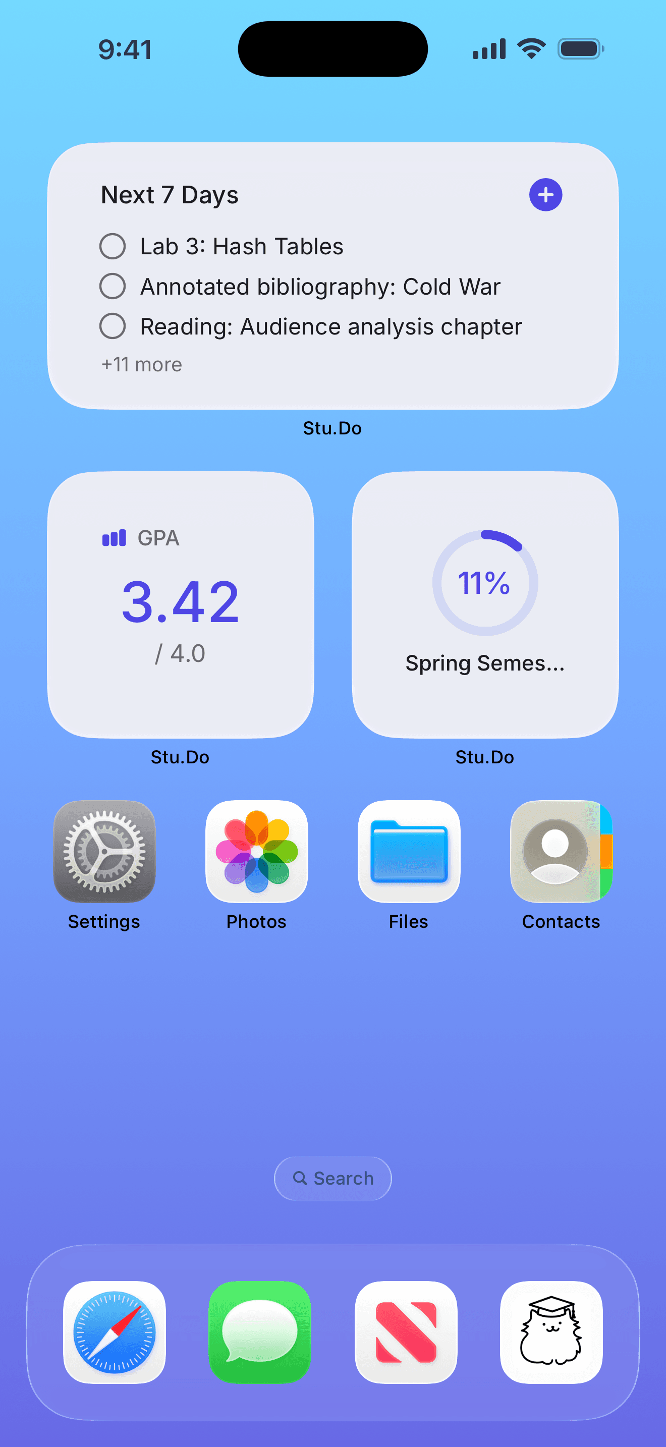 Stu.Do widgets on iOS home screen